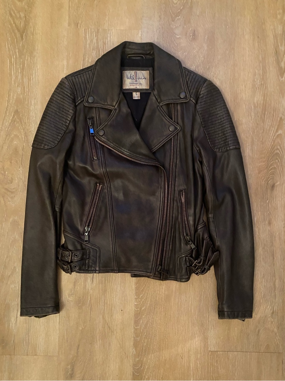 Dark Brown Leather Jacket - Quilted Shoulders
